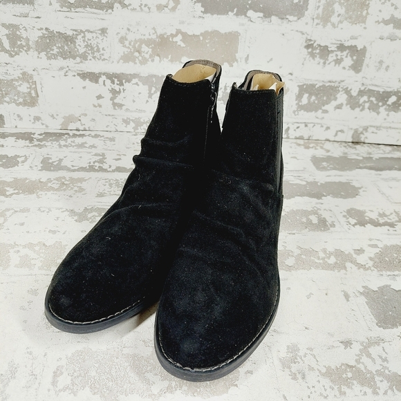 NEW Eurosoft Adeah Ruched Black Suede Leather Elastic Gore Ankle Boots O586 - Picture 4 of 13